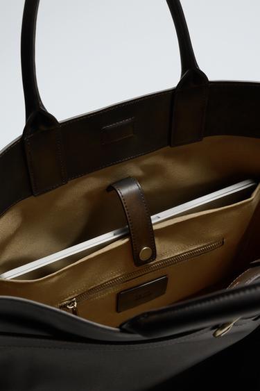 SAC À MAIN EN CUIR - Marron de Zara - Image 6