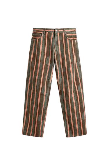 JEANS RELAXED IMPRIMÉ GÉOMÉTRIQUE - Vert moyen de Zara