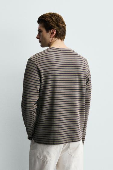 WASHED STRIPED T-SHIRT - Green / Blue by Zara - Image 2