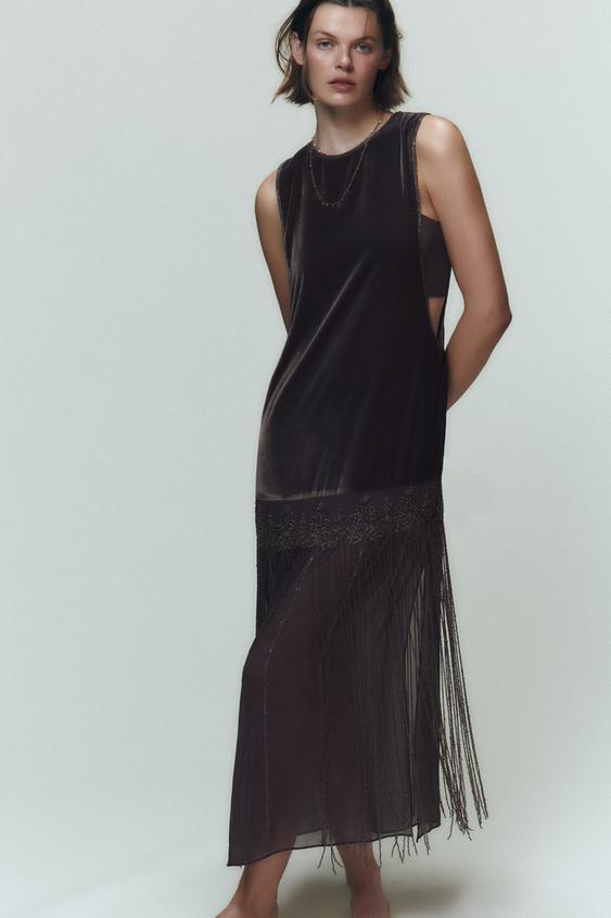 Zara Fringe Dress Zara Midi Fringe Dress All The Dresses