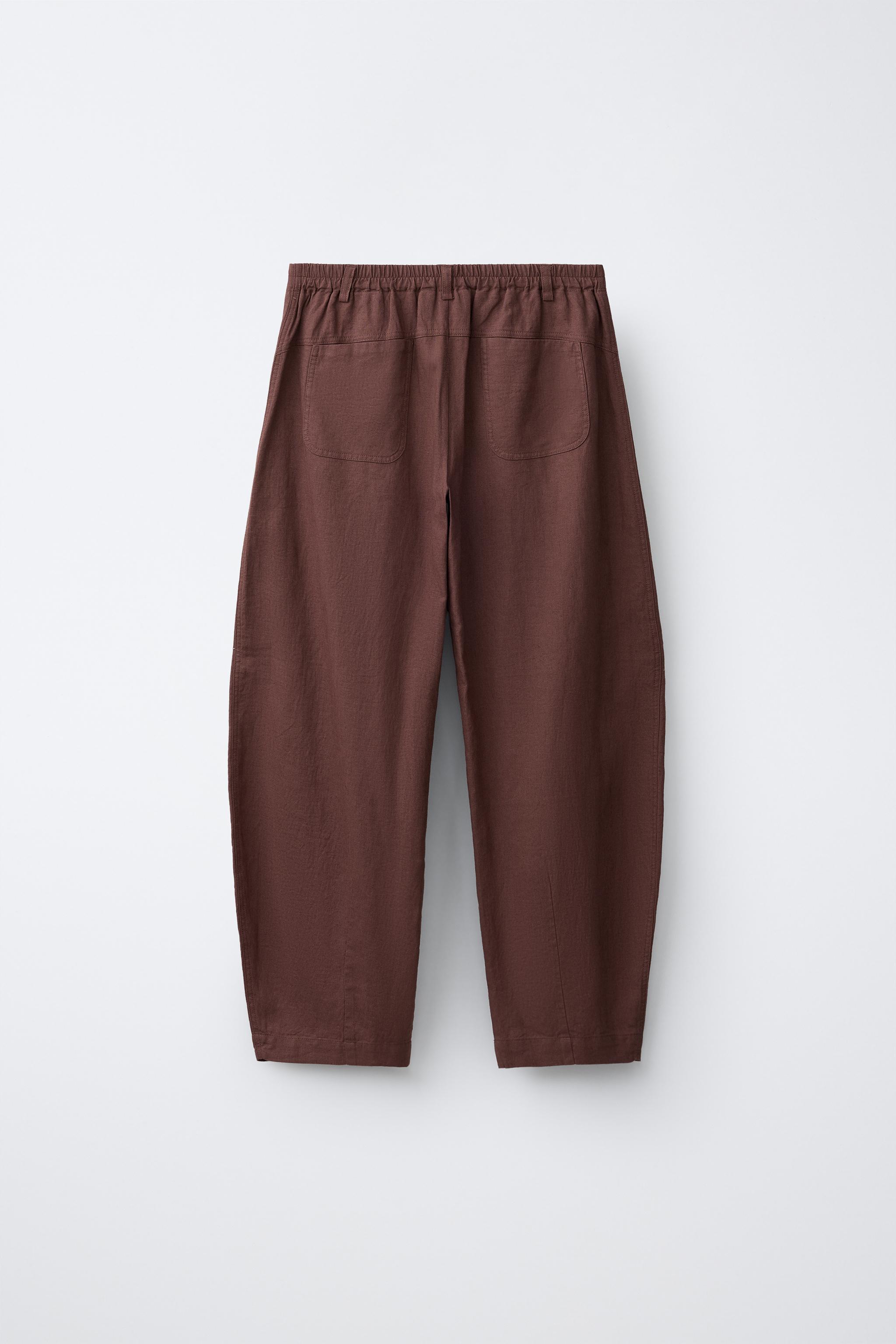 LINEN BARREL PANTS