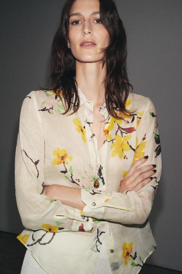 RAMIE FLORAL SHIRT ZW COLLECTION - Ecru by Zara