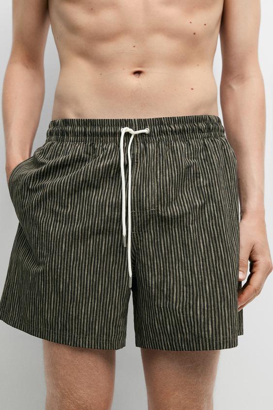 Striped print swimming trunks from Zara - $90
