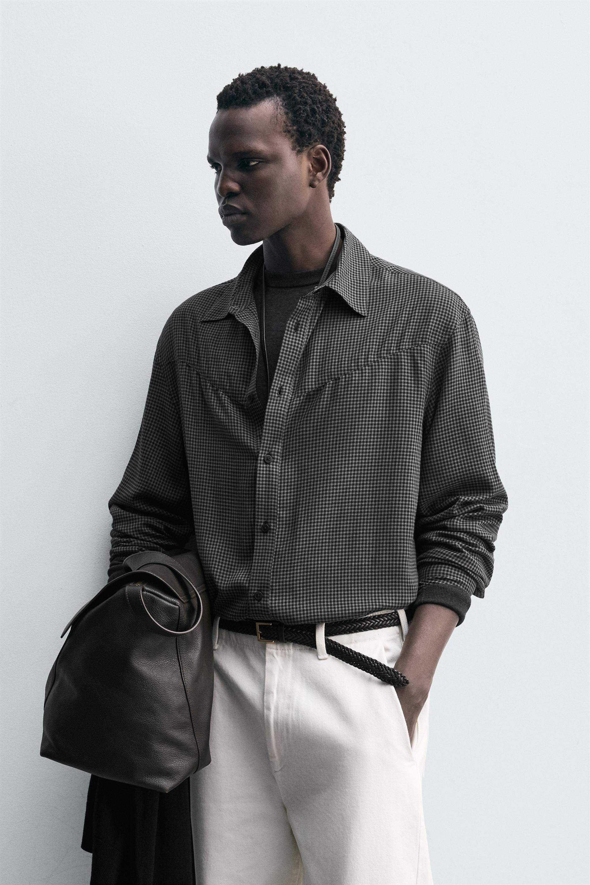 WESTERN PLAID SHIRT - Anthracite grey | ZARA Canada