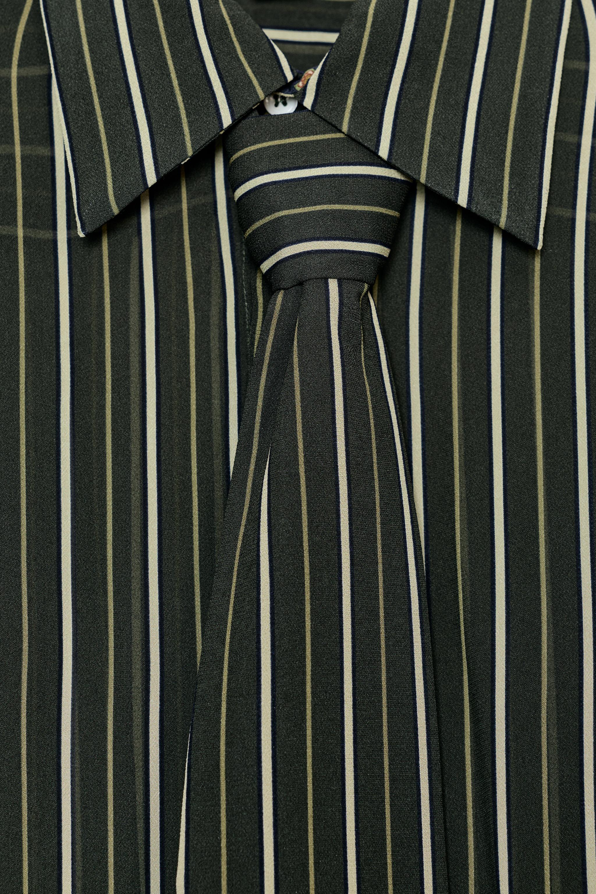 ZW COLLECTION FLOWY STRIPED TIE SHIRT