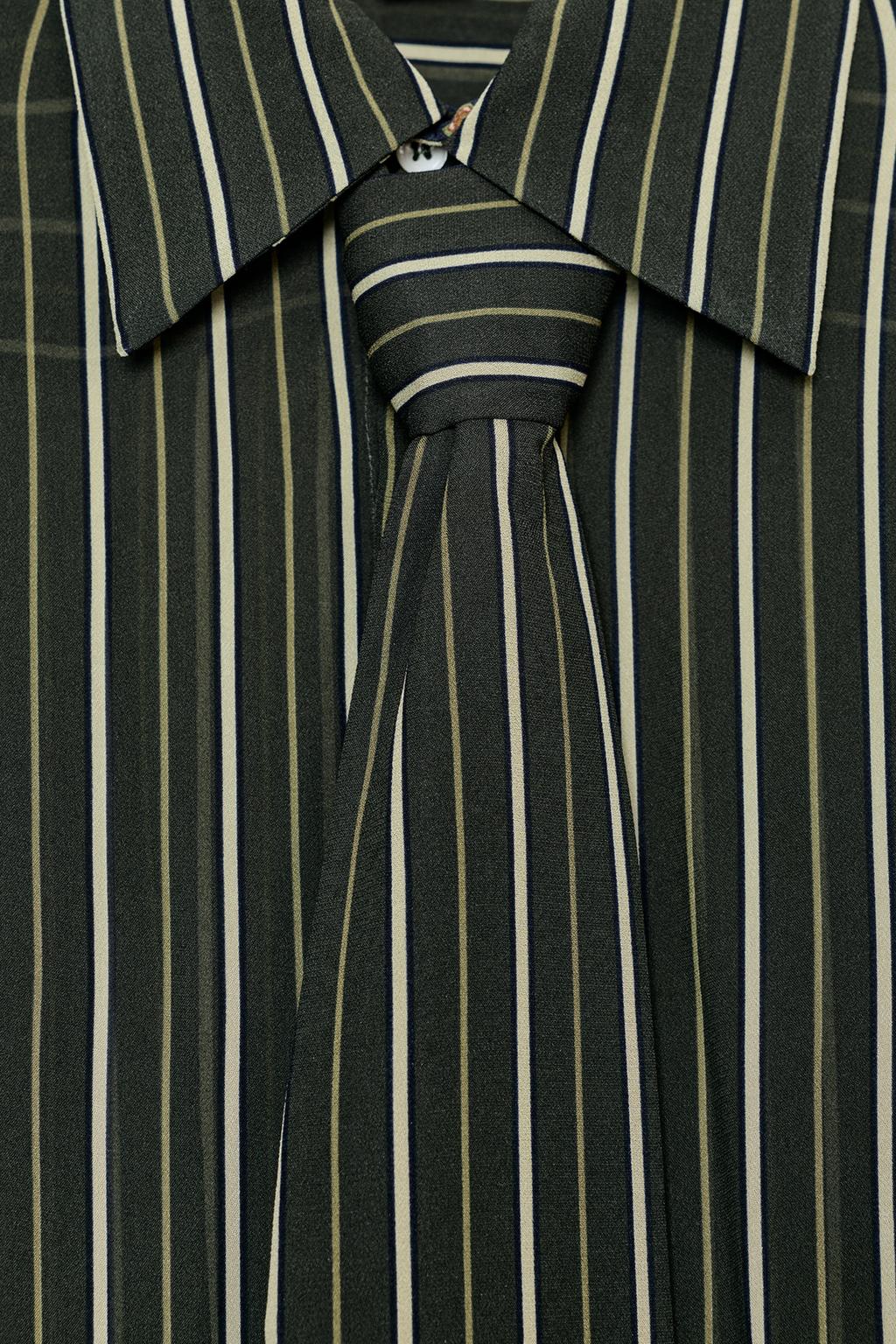 ZW COLLECTION FLOWY STRIPED TIE SHIRT