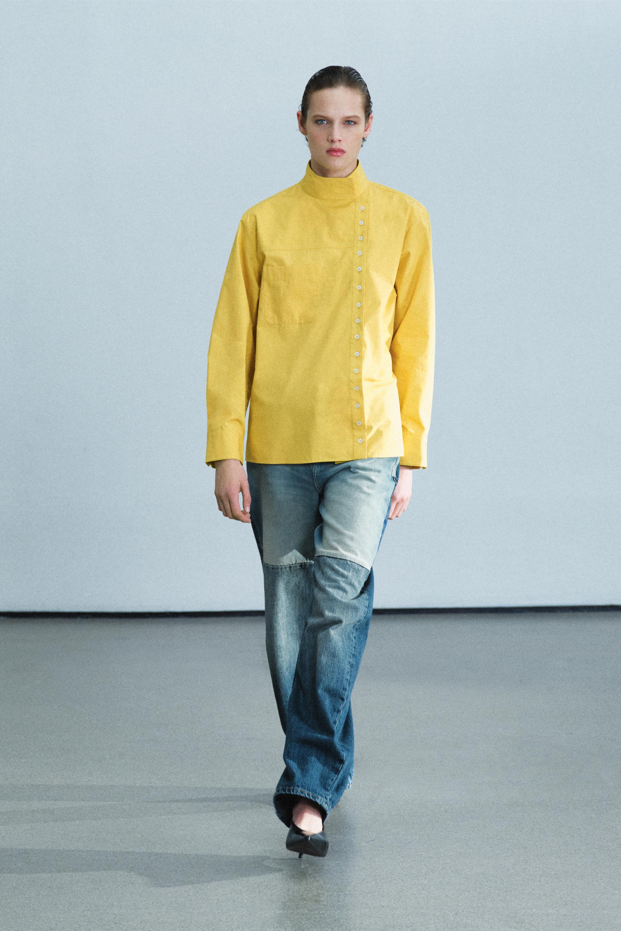 Zara ZW COLLECTION ÇAPRAZ KAPAMALI POPLİN GÖMLEK görsel 5