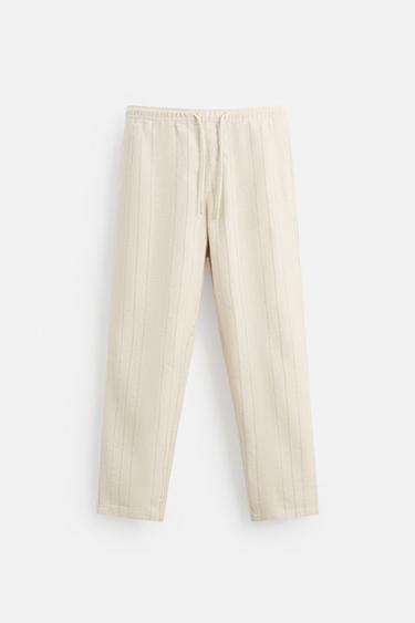 PANTALÓN JACQUARD RAYAS - rayas de Zara