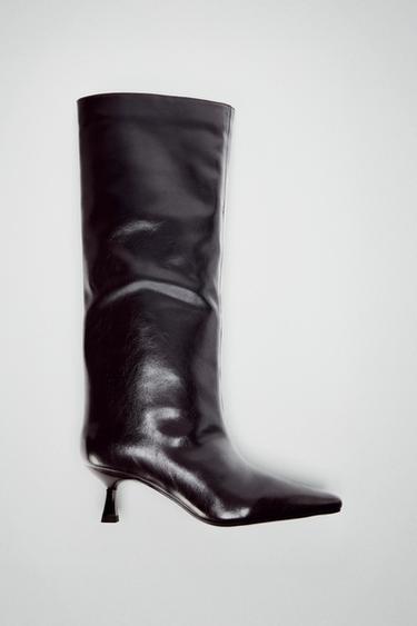 KITTEN HEEL BOOTS - Brown by Zara