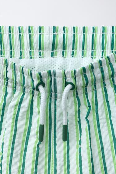 6-14 ANS/ SHORT DE BAIN SEERSUCKER À RAYURES - Vert de Zara - Image 2