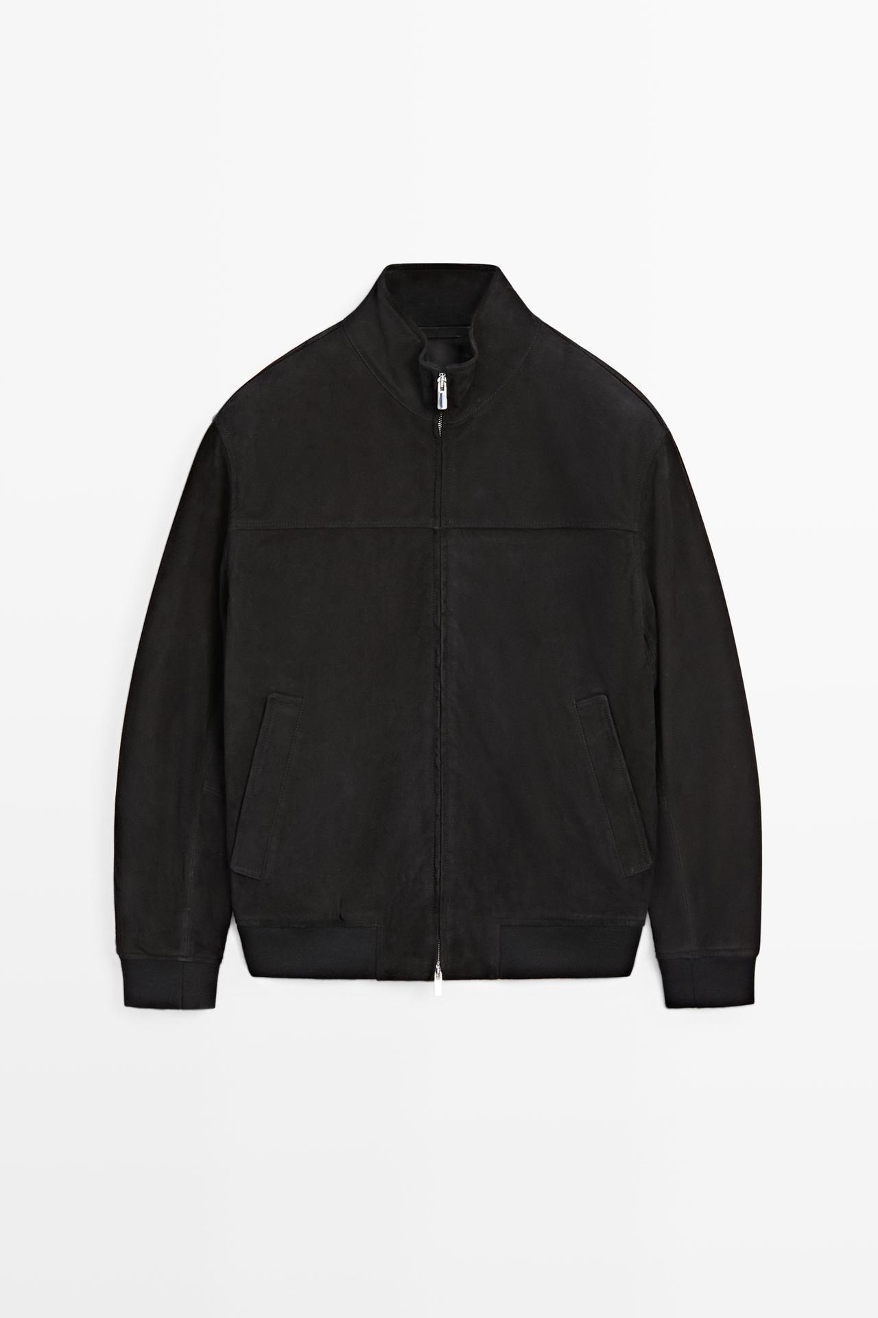 Suede bomber jacket — Navy blue