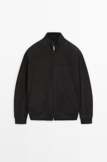 Suede bomber jacket — Navy blue 1