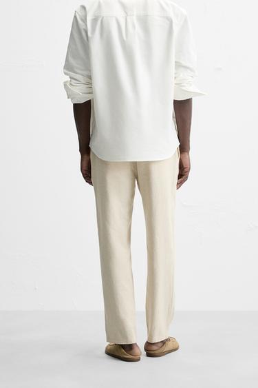 PANTALON RELAXED FIT COTON - LIN - Beige clair de Zara - Image 2
