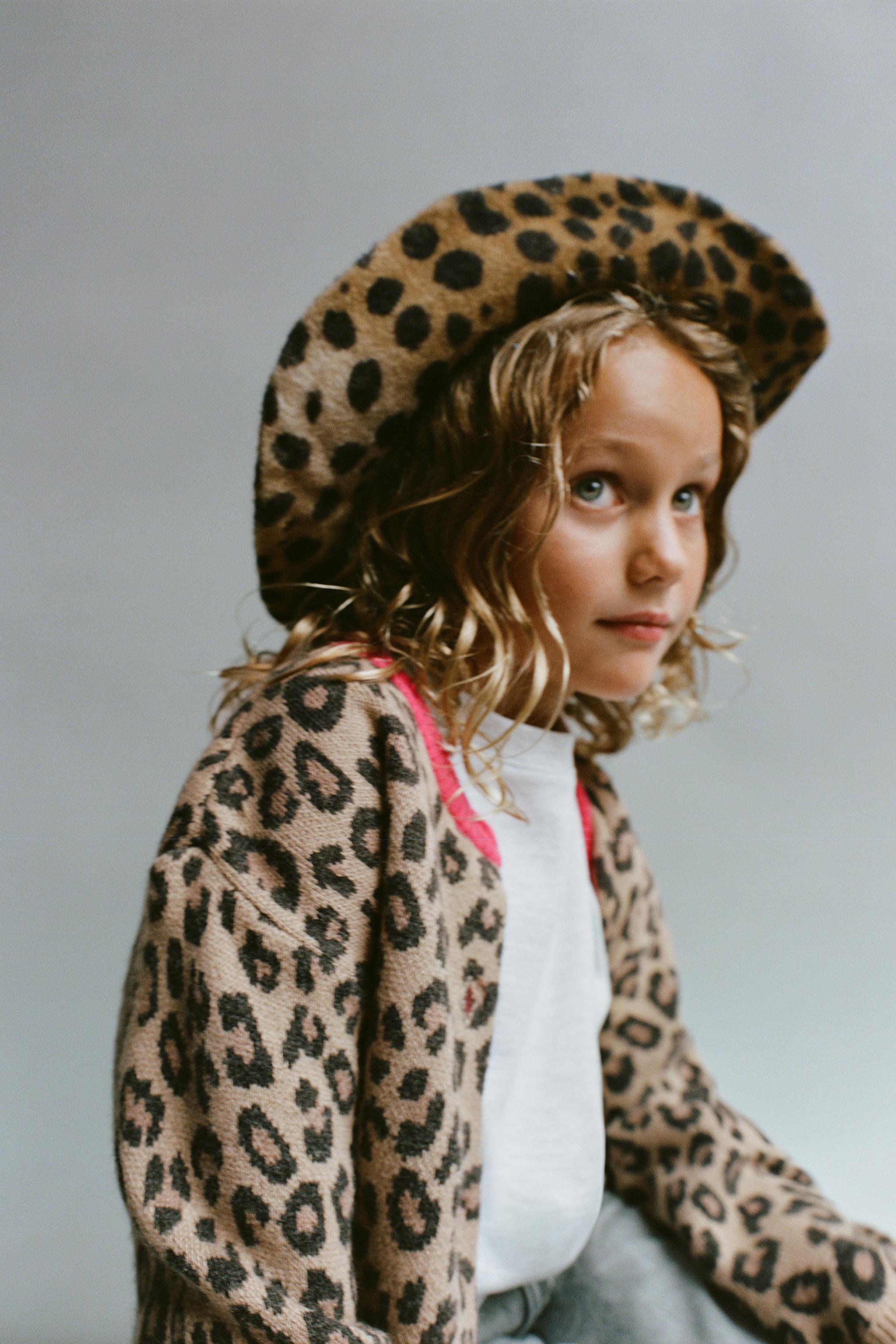 GILET EN MAILLE ANIMAL PRINT CONTRASTE