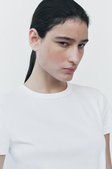 CAMISETA INTERLOCK MANGA CORTA - Blanco de Zara