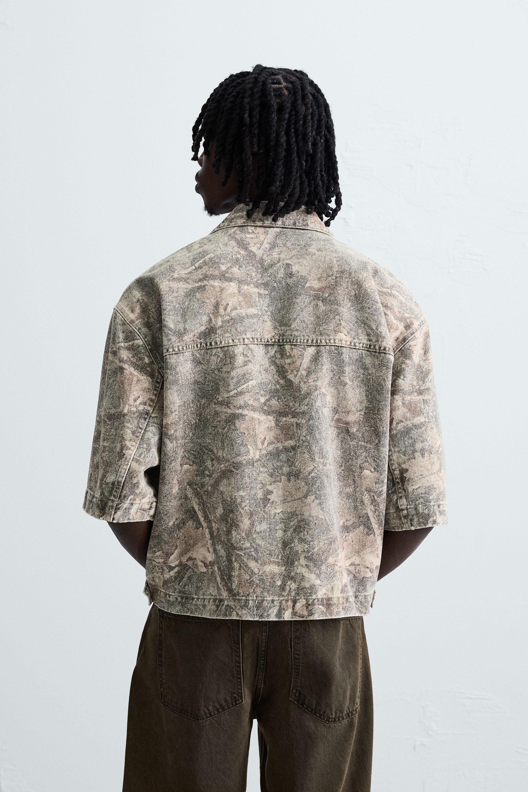 WASHED ABSTRACT PRINT OVERSHIRT
