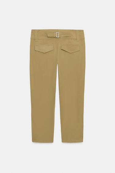 CAPRI TROUSERS WITH BUCKLE - mid khaki by Zara - Image 4