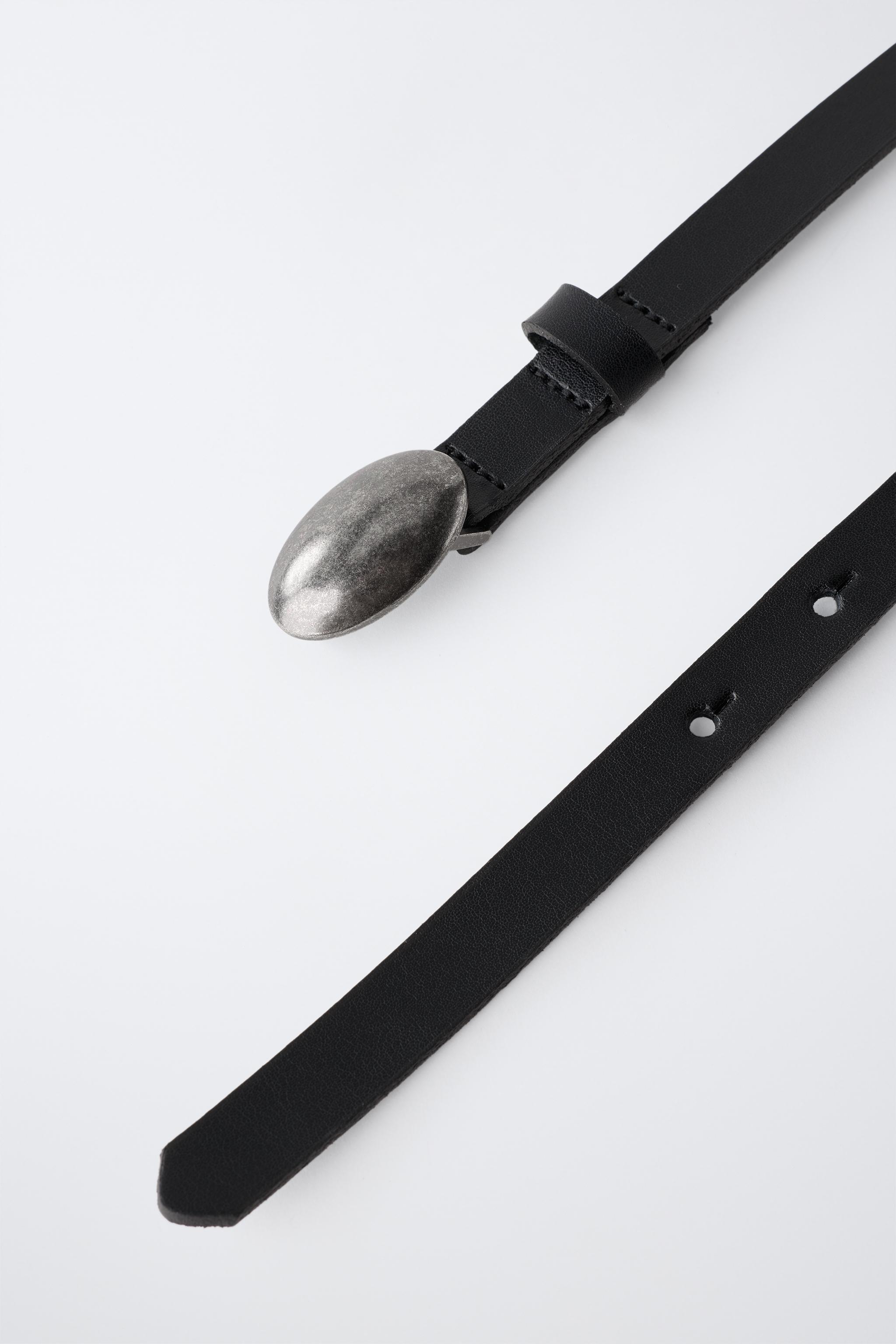 100% LEATHER OVAL BUCKLE BELT