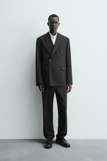 100% WOOL DOUBLE-BREASTED SUIT BLAZER - Black by Zara - Image 0
