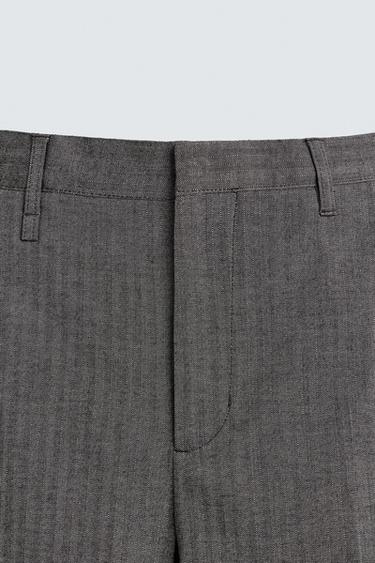 HERRINGBONE FLARE FIT TROUSERS - camel by Zara - Image 8