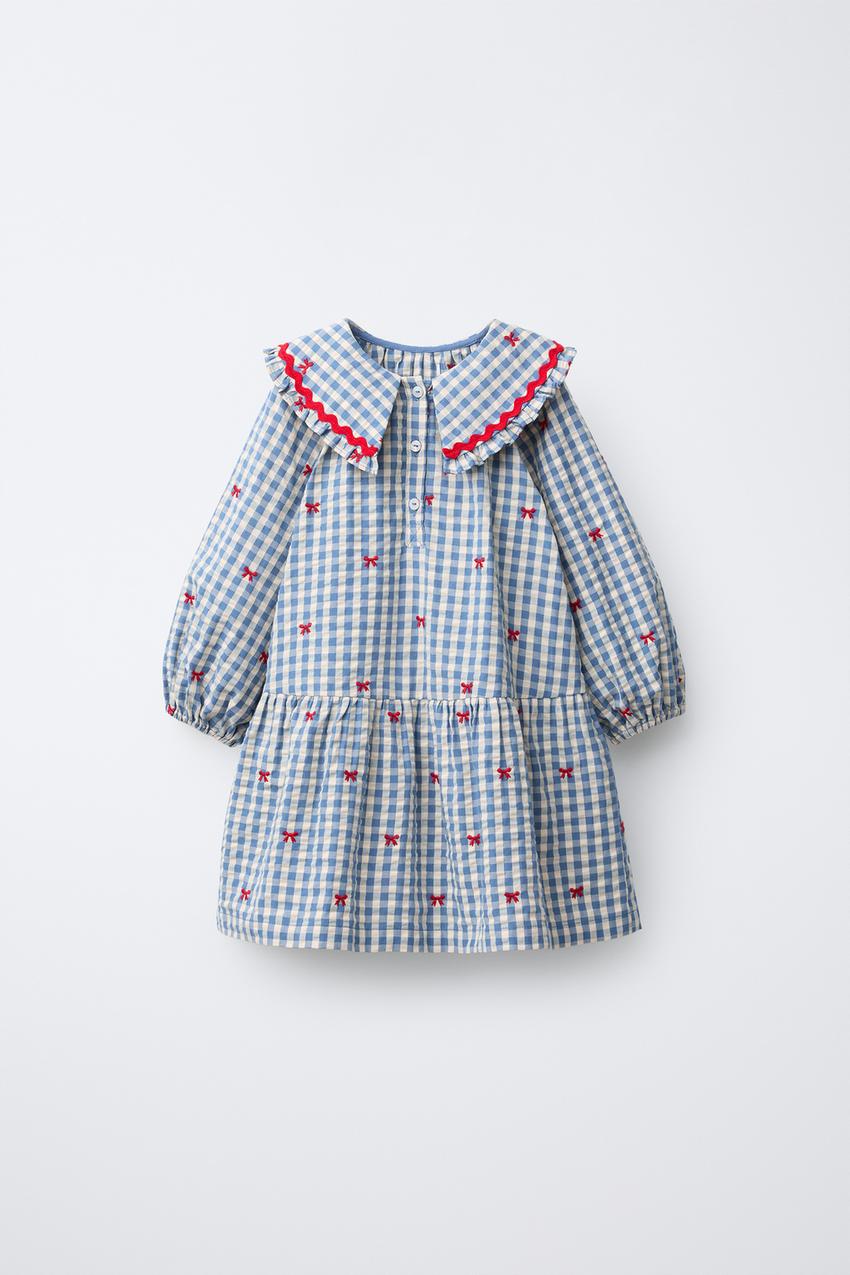 blue plaid dress with collar Blue Modest Lace Homecoming Dress Short for Freshman main image 1