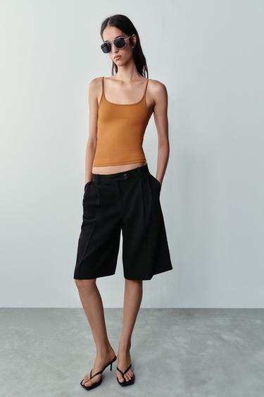 POLYAMIDE CAMI TOP - Mustard by Zara