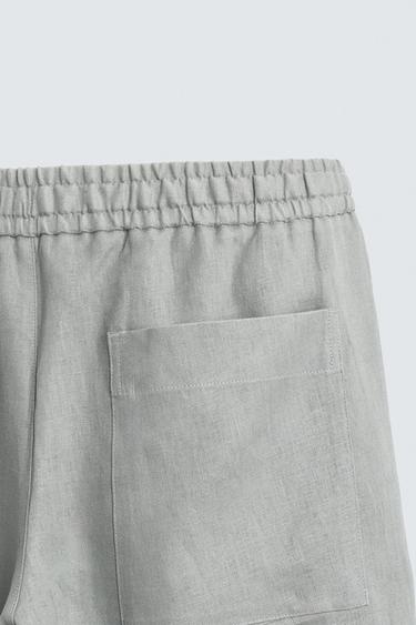 100% LINEN RELAXED FIT TROUSERS - Light grey by Zara - Image 9