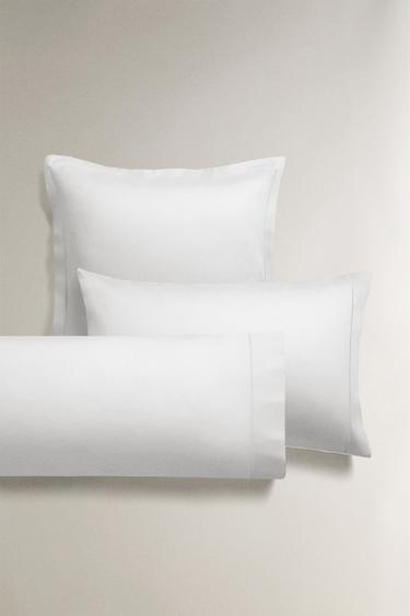 SATEEN PILLOWCASE WITH TRIM (300 THREAD COUNT) - White by Zara - Image 0