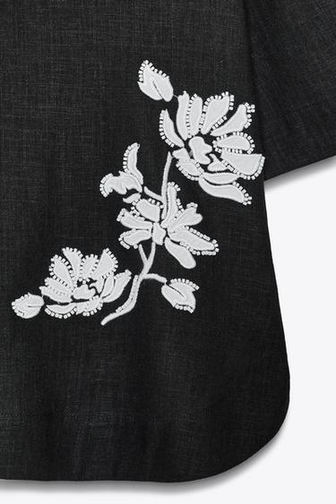 CHEMISE BRODÉE PIÈCES DE FANTAISIE ZW COLLECTION - Noir / Blanc de Zara - Image 8