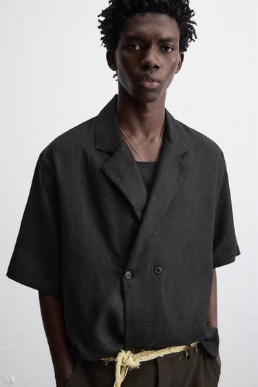 CHEMISE KIMONO 100 % LIN - Noir de Zara - Image 4