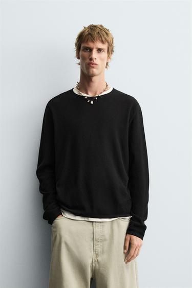 TEXTURED WASHED SWEATER - Black by Zara