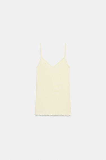 COTTON STRAPPY TOP - Pastel yellow by Zara