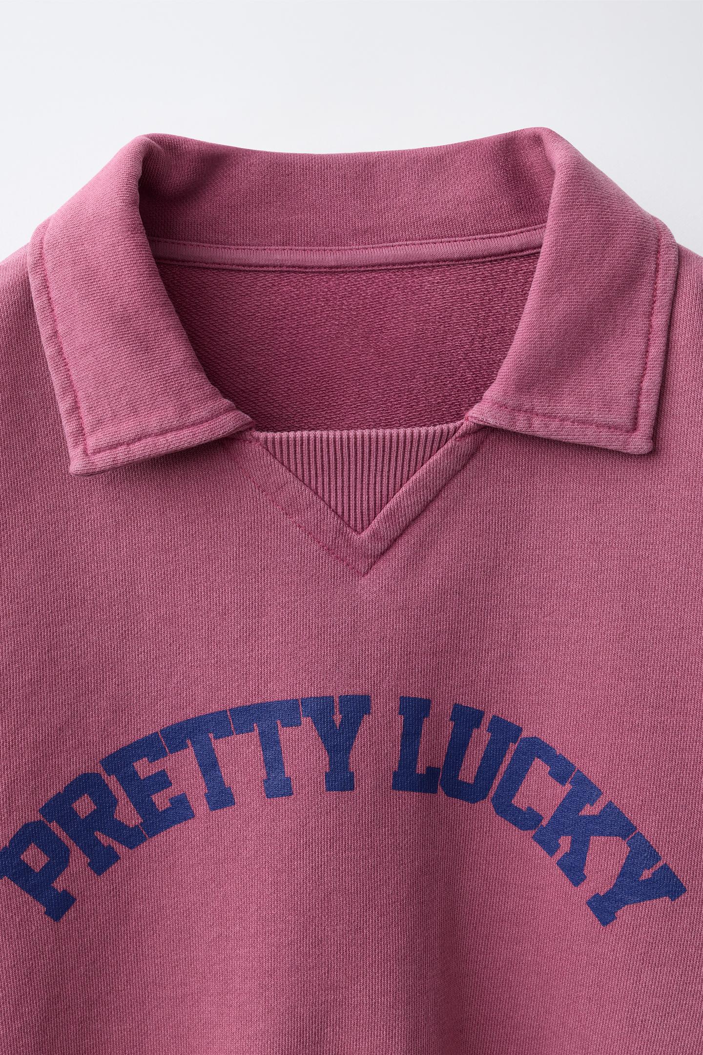 Детский свитшот Zara Text-Print Polo-Neck, цвет: Баклажановый — фото 3