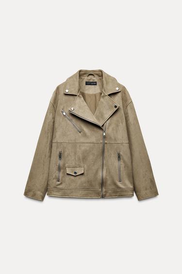 FAUX SUEDE BIKER JACKET - camel by Zara - Image 3
