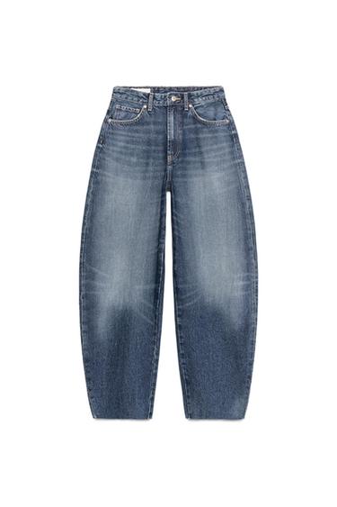 TRF HIGH-WAIST BARREL JEANS - Navy blue by Zara - Image 0