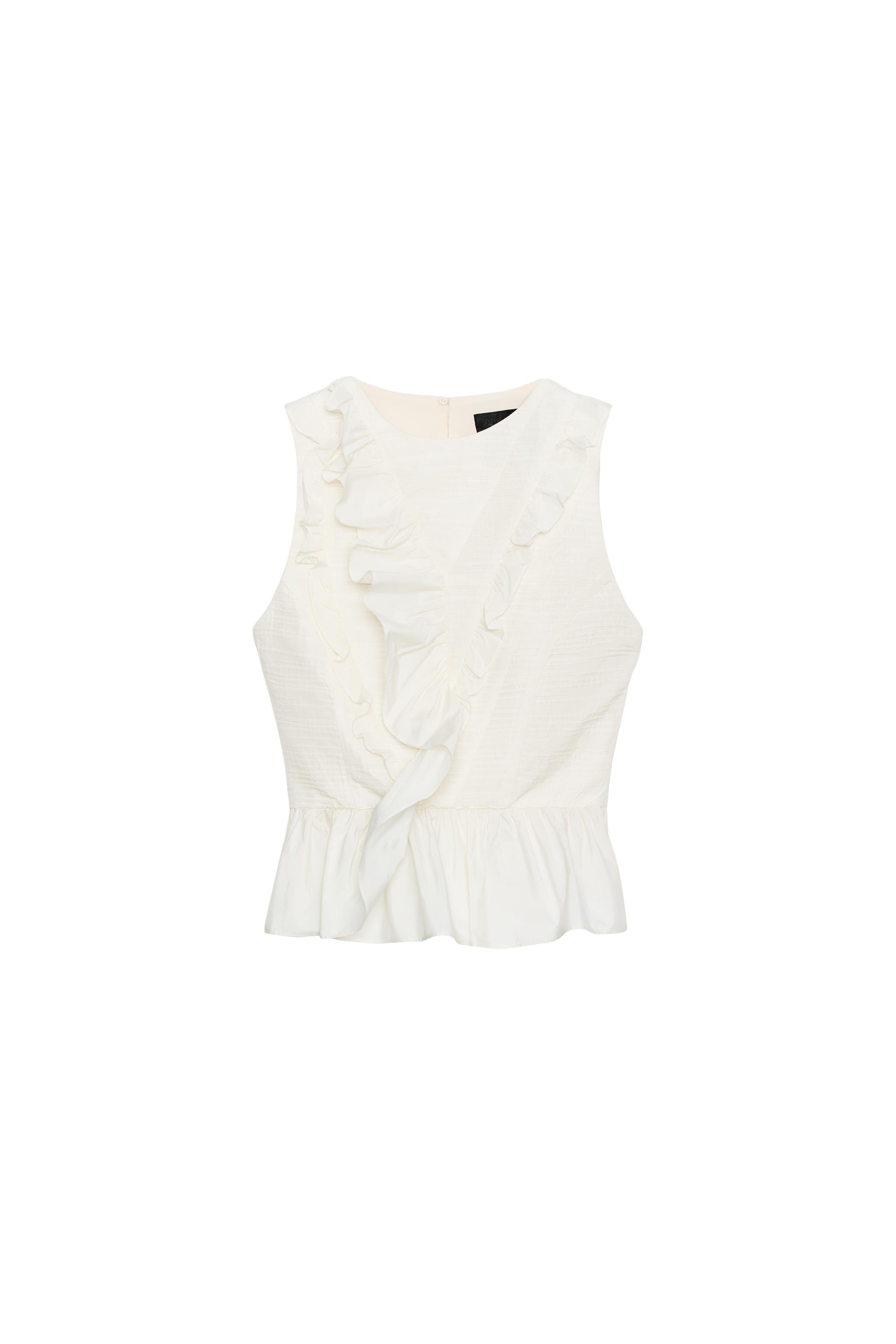 DRAPED TOP WITH RUFFLES - Ecru | ZARA United Kingdom