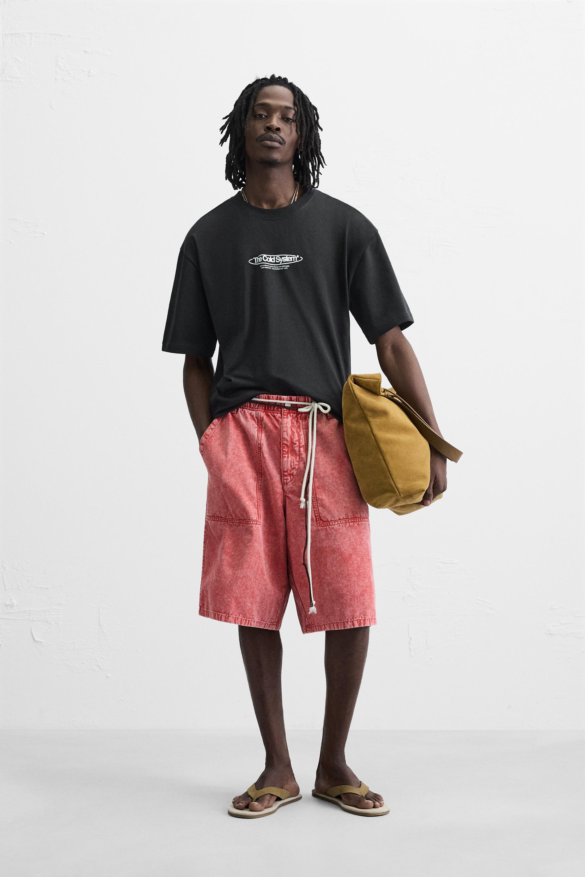 ZARA コントラストプリントニットTシャツ 4805/404 コントラストプリントTシャツ - ブラック | ZARA Japan / 日本