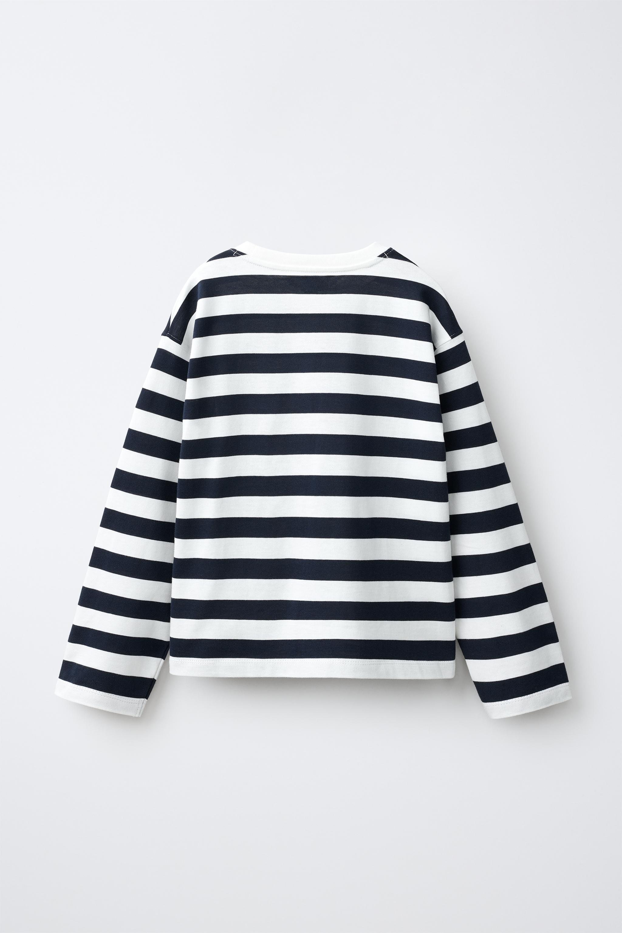 STRIPED T-SHIRT — Blue / White