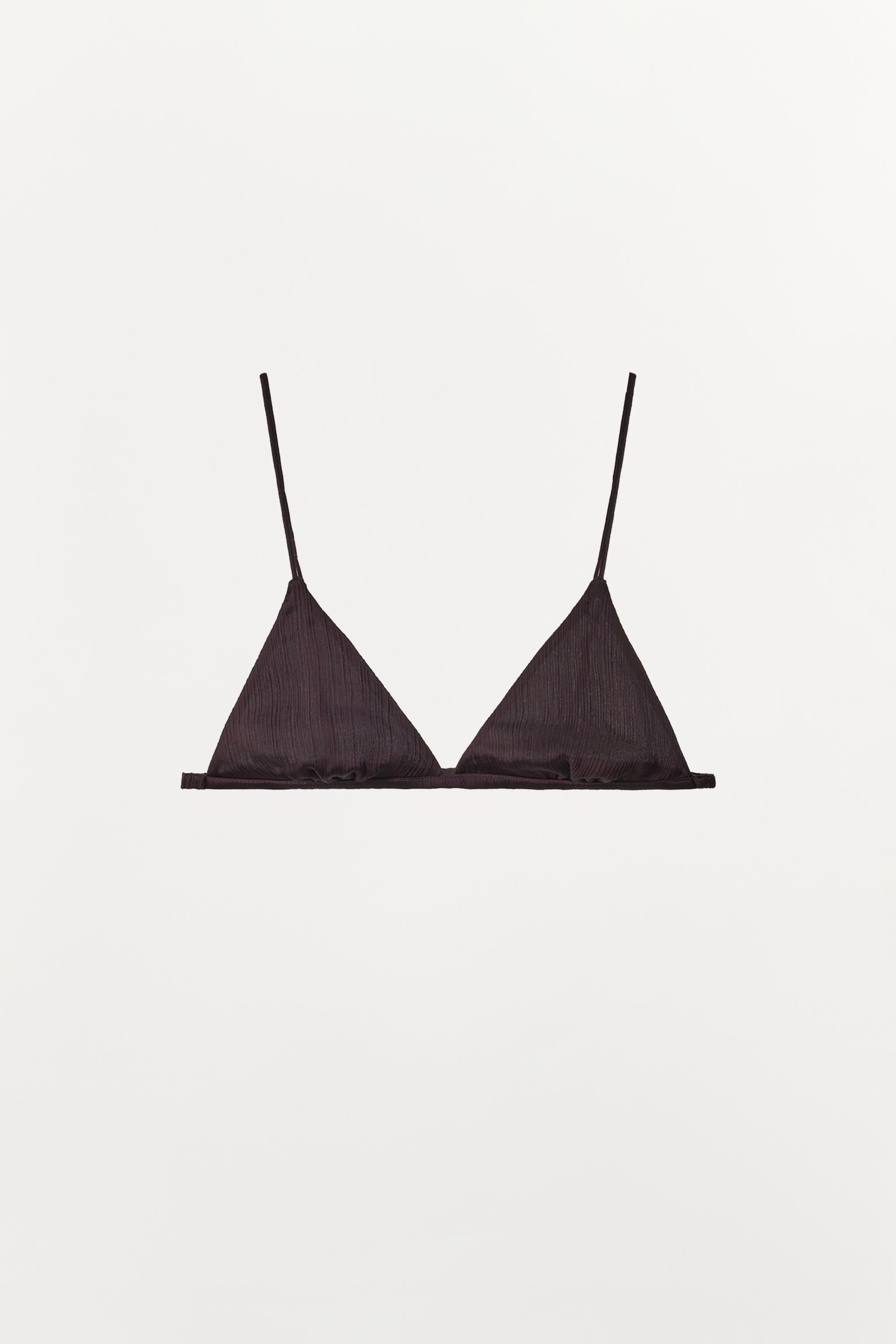 TEXTURED TRIANGLE BRA — Chocolate