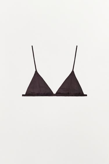 Zara TEXTURED TRIANGLE BRA - Chocolate