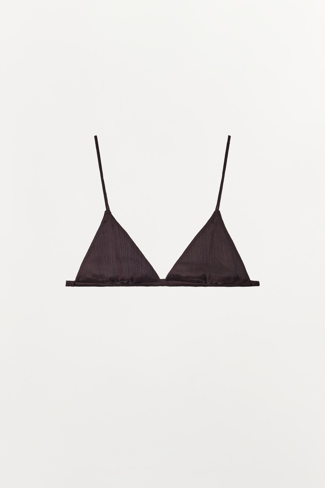 TEXTURED TRIANGLE BRA — Chocolate