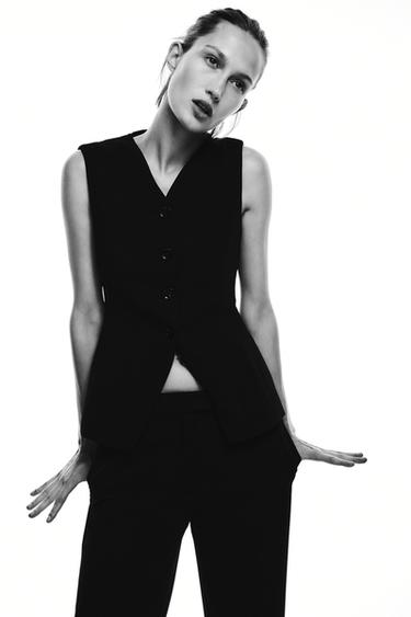 Zara BUTTONED VEST ZW COLLECTION - Black