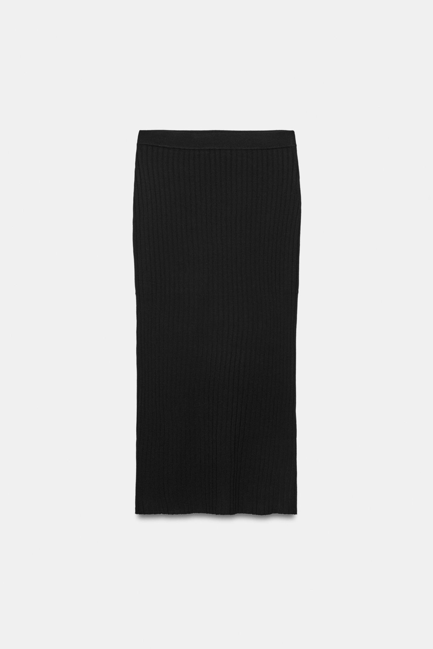 Женская юбка Zara Ribbed Knit MIDI, цвет: Чёрный — фото 4