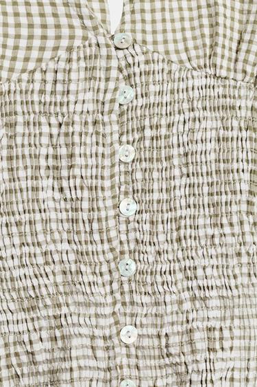 TOP HALTER À CARREAUX VICHY - écru/vert kaki de Zara - Image 6