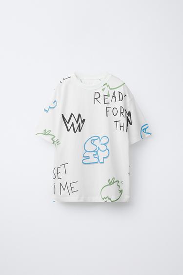 GRAFFITI PRINT T-SHIRT - Oyster-white by Zara - Image 0