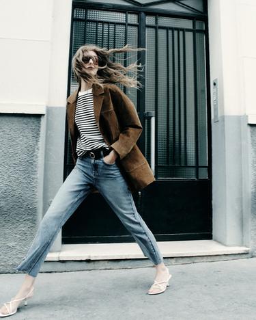 Z.02 STRAIGHT HIGH-WAIST ANKLE JEANS - Blue / Green by Zara