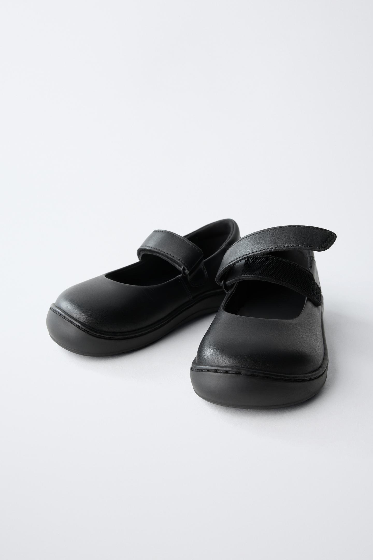 Детские балетки Zara Leather Barefoot Ballet Flats, цвет: Чёрный — фото 6