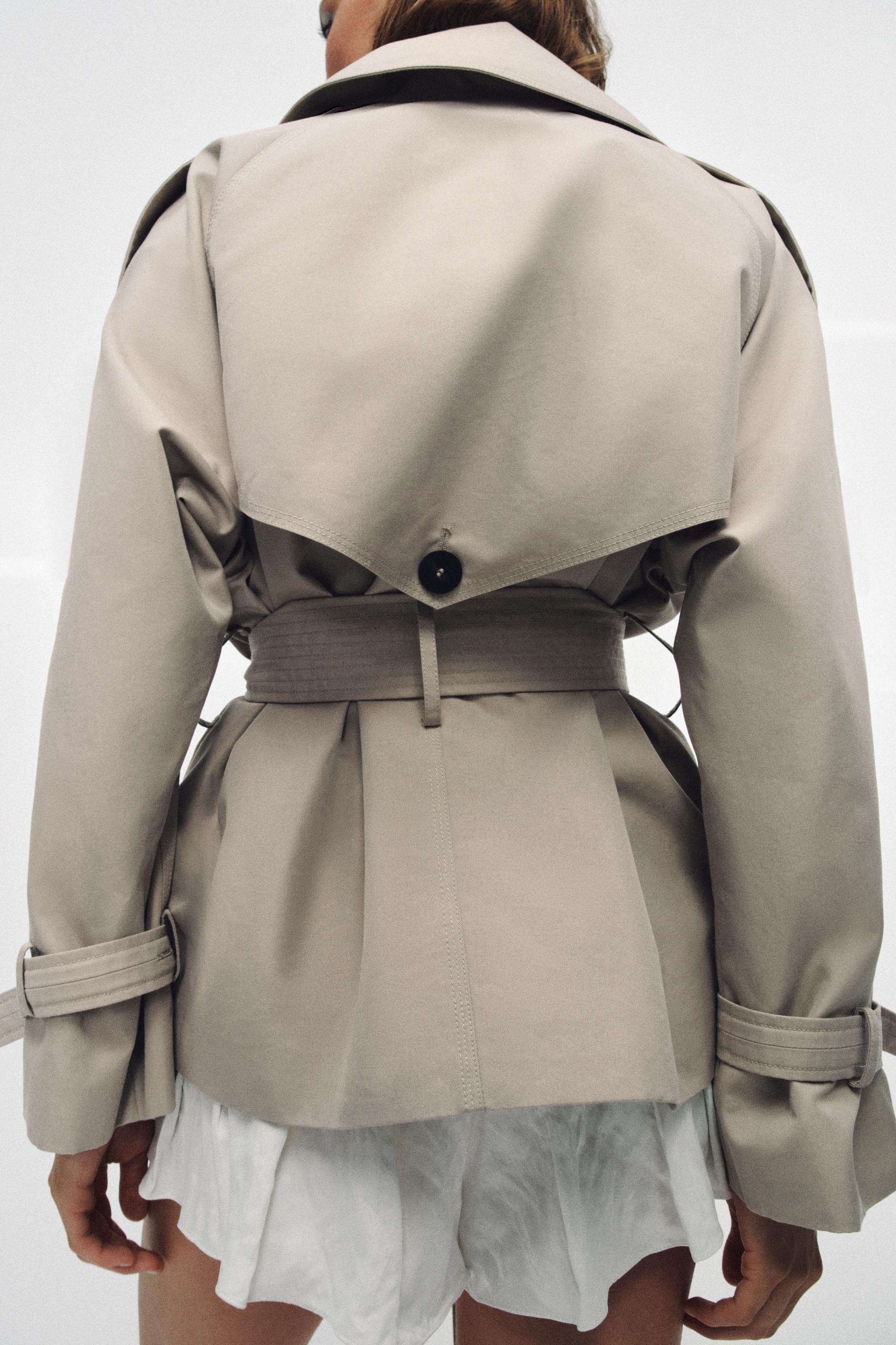 ZARA ザラ　ZWコレクション 撥水加工オーバーサイズトレンチコート　完売品 ZWコレクション 撥水加工オーバーサイズトレンチコート - ライトグレー