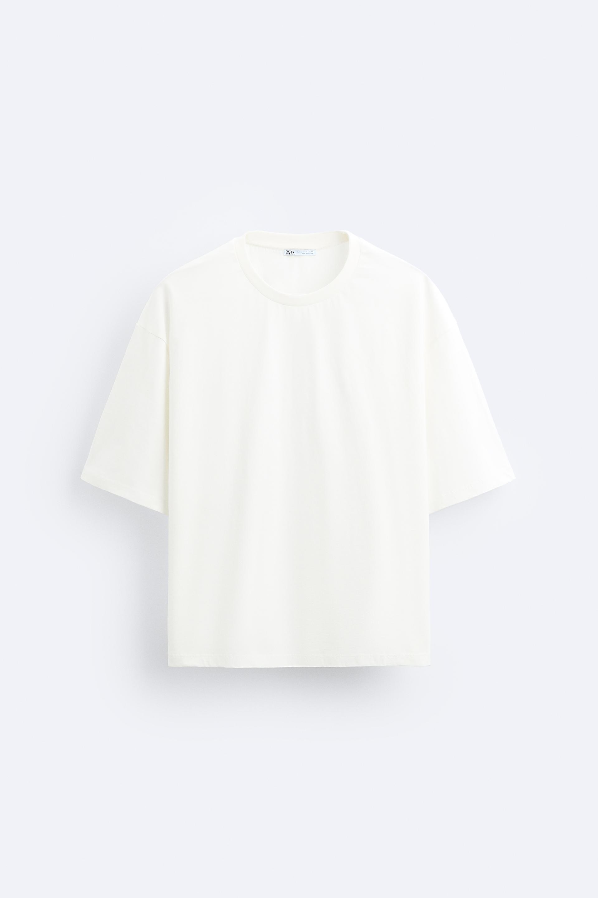 CROPPED T-SHIRT - Oyster-white