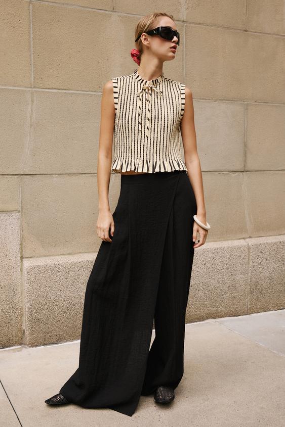 PANTALÓN PAREO ANCHO - Negro de Zara - Imagen 0